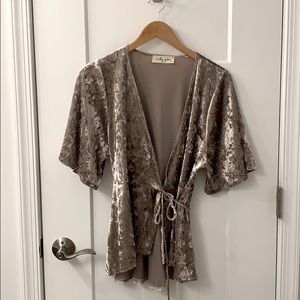 Molly Green Velour Wrap Top